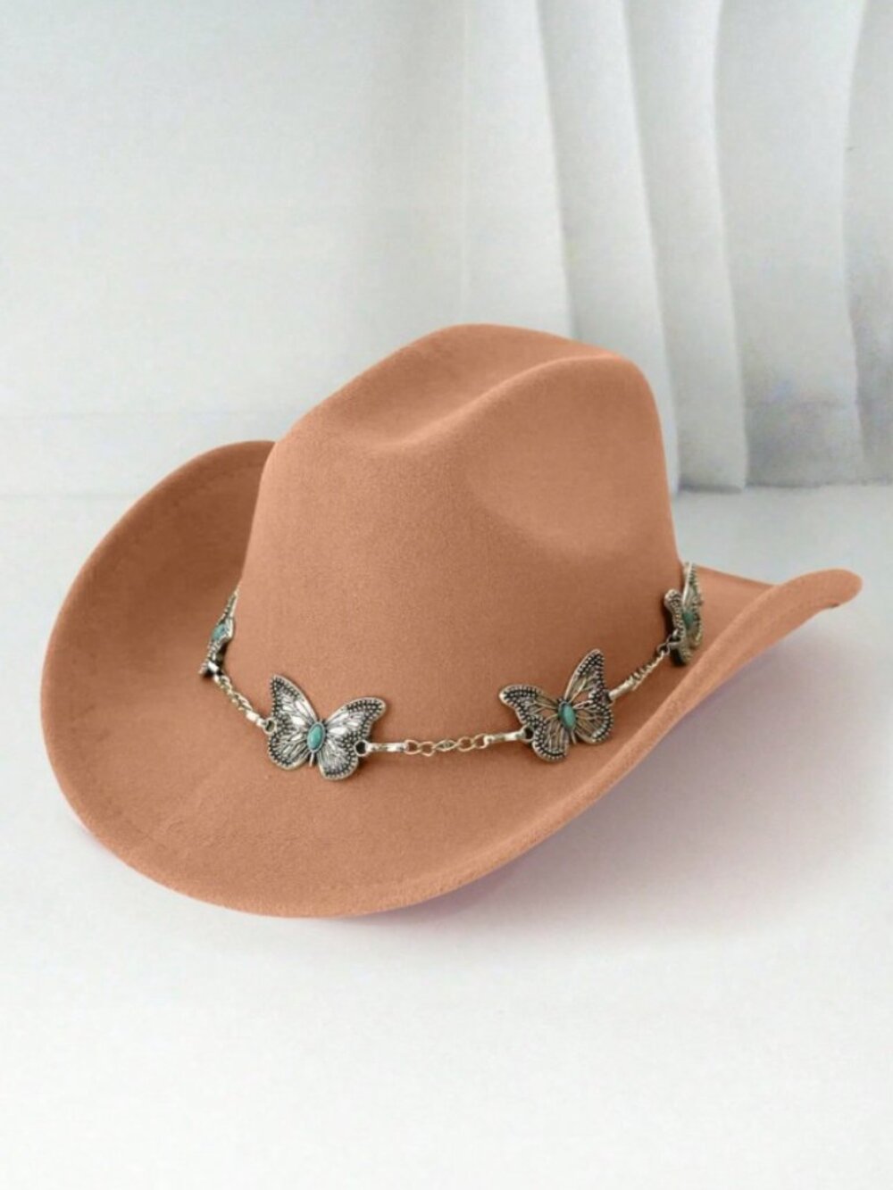 Light Brown Western Cowboy Hat Butterfly Hat Band Cowgirl Ranch Rodeo Festival